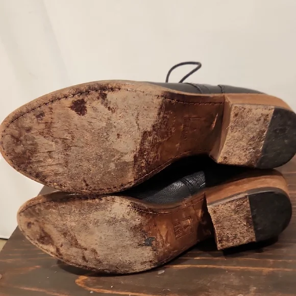 Frye Black Leather Carson Ankle Lace Up Boots Booties - Picture 6 of 12